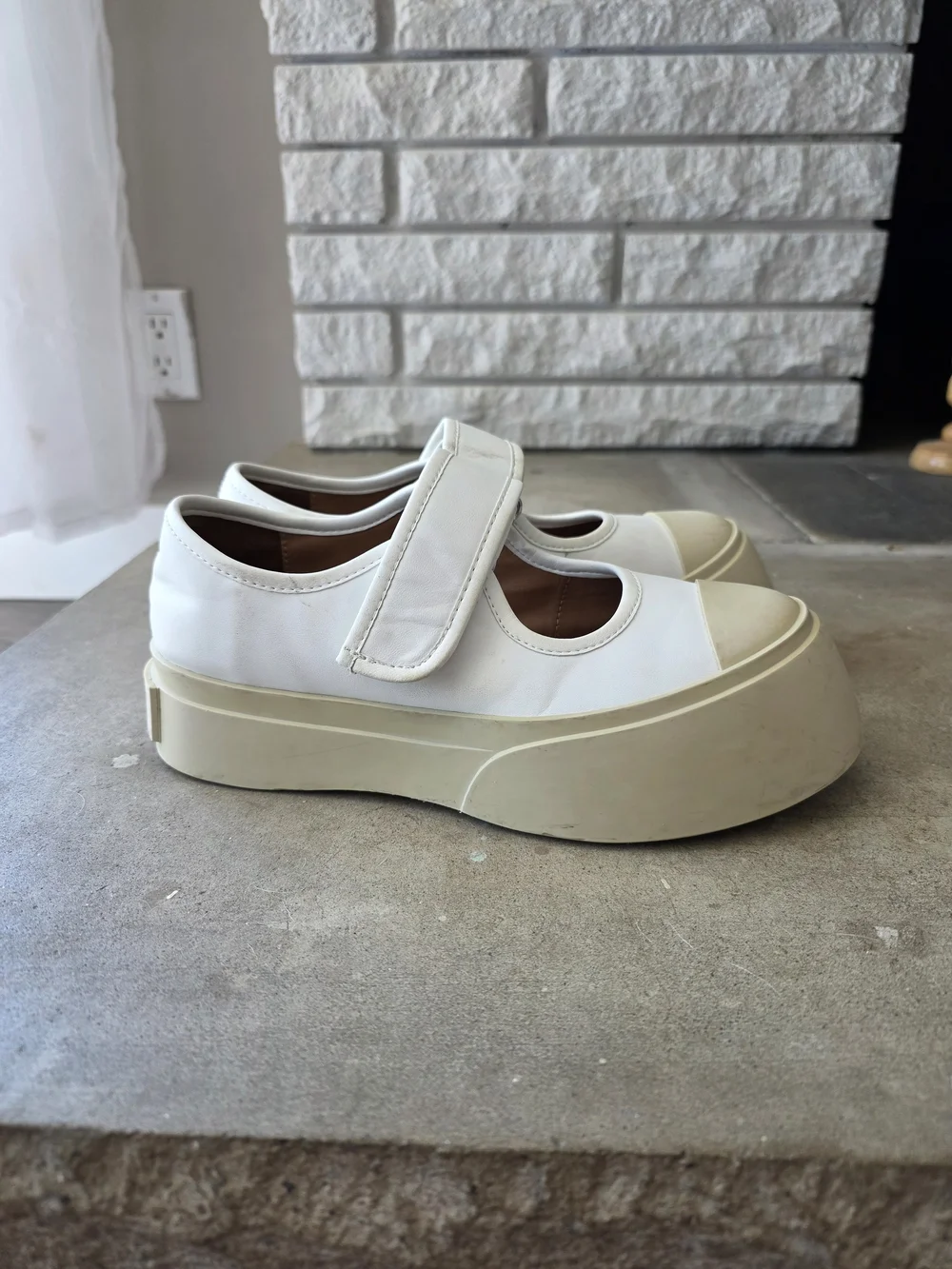 Marni White and Cream Platform Mary-Jane Sneakers - Picture 2 of 9